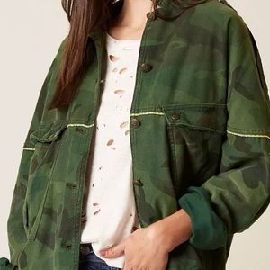 Slouchy light Free People camo jacket